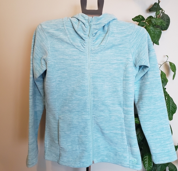 Mountain Hardwear fleece heathered blue hoodie sz small - Picture 2 of 9